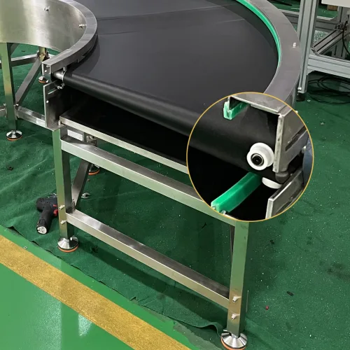 curve belt with guide wheel