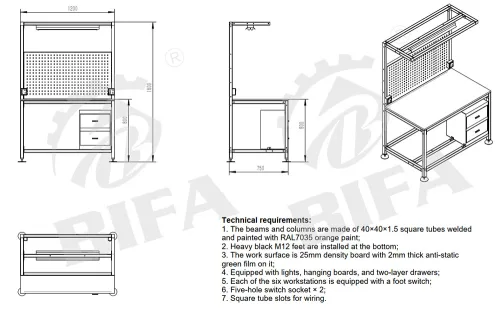 Inspection table drawing